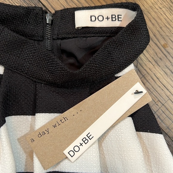 NWT Do+Be Crop Top S Halter Black White Pleated Dressy Striped Overlay Cocktail - Picture 5 of 7